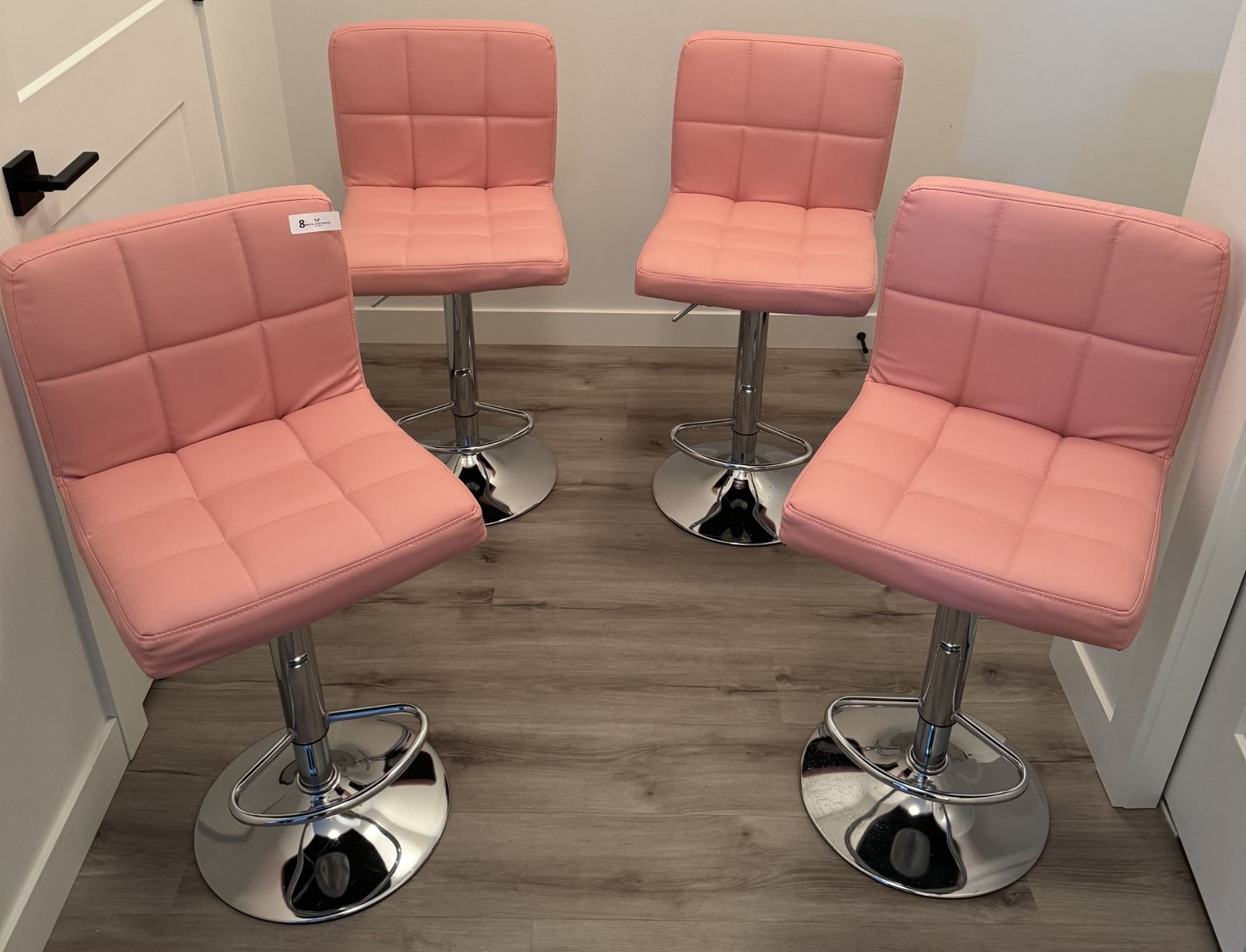 Pretty Pink Stool 4 Pink Adjustable Bar Stools - Beck Auctions Inc.