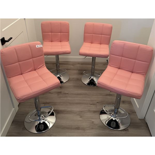 4 Pink Adjustable Bar Stools