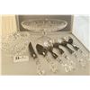 Image 1 : Vintage Pinwheel Crystal Cake Holder, Crystal Bowl, Knife, Server, Spoons & Forks