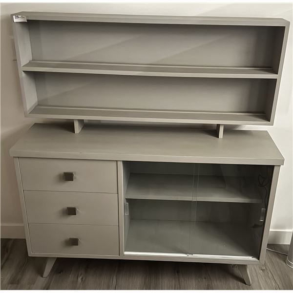 Mid Century Modern Hutch with Plate Display 49 1/4" Wide x 54" Tall  Teacups & Crystal Not Included