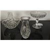 Image 1 : Vintage Pinwheel Crystal Vase, Crystal Basket Dish, Crystal Dish