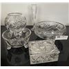 Image 1 : Vintage Pinwheel Crystal Containers, Box with Lid, Small Vase