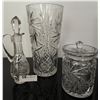 Image 1 : Vintage Pinwheel Crystal Vase, Biscuit Jar, Small Decanter
