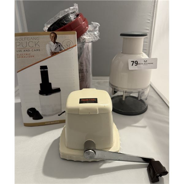 Swing a Way Ice Crusher, Wolfgang Puck Electric Spiralizer, Chopper