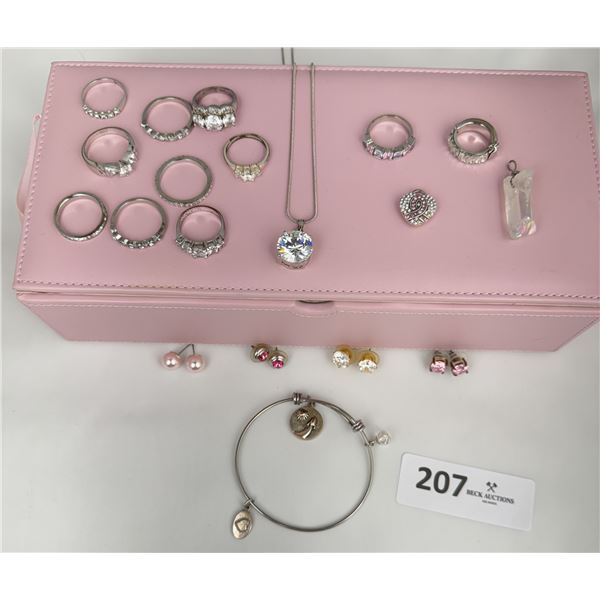 Pink Jewelry Box with Assorted Jewelry