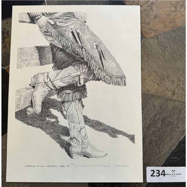 CHINKS & BOOTS  Print by Lorraine Mack Liboiron 39/100