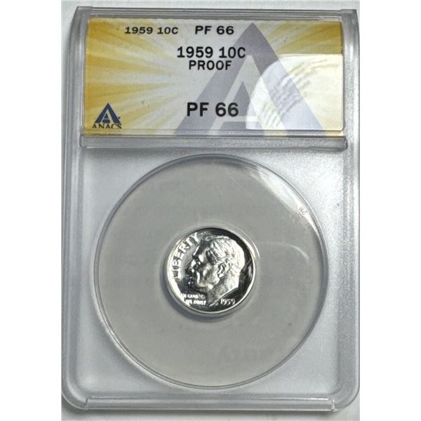 1959 Proof 10c PF66 ROOSEVELT Silver Dime ANACS Certified