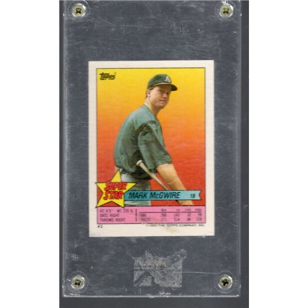 Mark McGwire 1989 Topps Super Star Insert #3 Different players on reverse