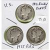 Image 1 : 1925 P, D, S Mercury Dime Set