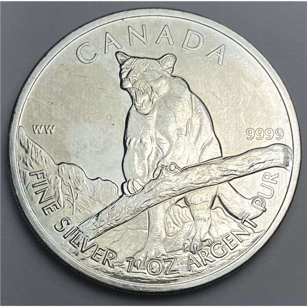 2012 Canada $5 Cougar 1 ozt .9999 Silver