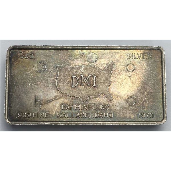 Very Rare 1970 Day Mines Inc. W.H. Foster 3 ozt .999 Silver Bar