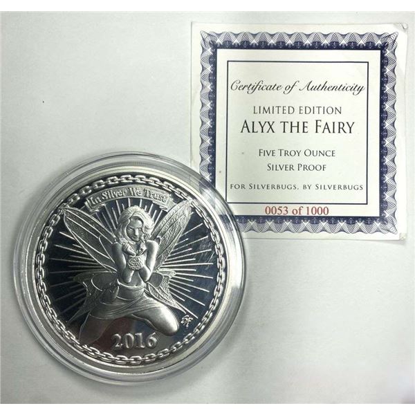 2016 Alyx The Fairy Proof 5 ozt .999 Silver