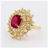 Image 2 : 4.25 ctw Ruby and 1.37 ctw Diamond 14K Yellow Gold Ring