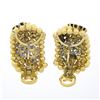 Image 6 : Vintage 18k Gold 4.67 ctw Sapphire & Diamond Flower 7 Row Bead Wide Cuff Earring