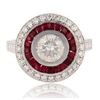 Image 1 : 1.18 ctw SI3 CLARITY CENTER Diamond and 1.26 ctw Ruby Platinum Ring (1.56 ctw Di
