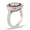 Image 2 : 1.18 ctw SI3 CLARITY CENTER Diamond and 1.26 ctw Ruby Platinum Ring (1.56 ctw Di