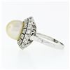 Image 6 : Vintage 18K White Gold Large Golden Pearl 2.10 ctw Tiered Double Diamond Halo Ri