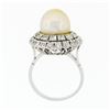 Image 9 : Vintage 18K White Gold Large Golden Pearl 2.10 ctw Tiered Double Diamond Halo Ri