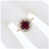 Image 3 : Vintage 18k Gold 2 ctw GIA Burma No Heat Round Ruby Diamond Halo Cluster Ring