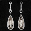 Image 2 : 14K White Gold Smoky Quartz & .48 ctw Diamond Halo Day Night Hoop Dangle Earring