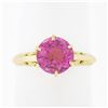 Image 1 : Antique Victorian 10k Gold GIA Lab Grown Old Round Pink Sapphire Solitaire Ring