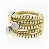Image 5 : 18k TT Gold Round Diamond Cluster Wide Multi-Crossover Statement Band Ring Sz 6