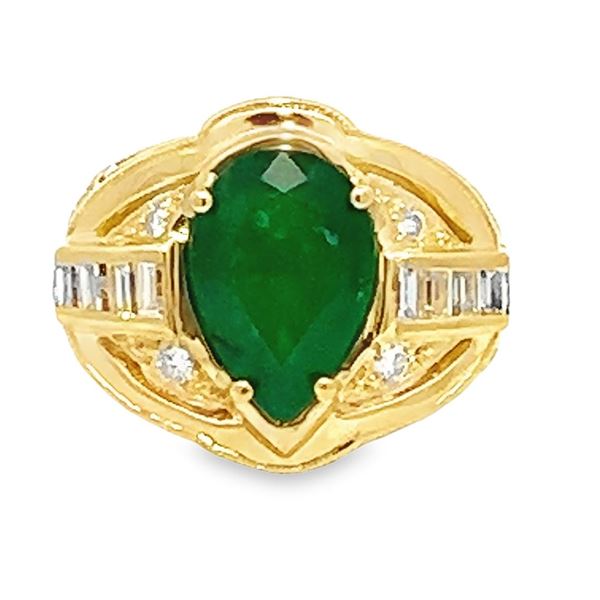 2.64 ctw Emerald and 1.50 ctw Diamond Ring - 18KT Yellow Gold