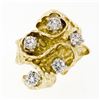 Image 4 : Statement Vintage 18K Yellow Gold 1.03 ctw Diamond Large Wavy Nugget Cocktail Ri