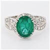 Image 1 : 2.95 ctw Emerald and 0.47 ctw Diamond 18K White Gold Ring