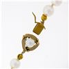 Image 6 : 18" 7.5 to 8mm Pearl Strand Necklace w/ 14K Yellow Gold Twisted Wire Knot Clasp