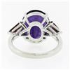 Image 7 : Vintage 18K Gold Large Oval Amethyst w/ Trillion Rhodolite Garnet 3 Stone Ring