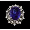 Image 2 : GIA Cert 19.97 ctw Tanzanite and Diamond Ring - 14KT White Gold
