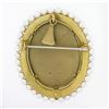 Image 3 : Vintage 18k Gold Oval Painted Portrait Diamond Enamel Pearl Frame Brooch Pendant