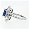 Image 7 : Vintage Platinum 3.43 ctw AGL Cushion Sapphire & Diamond Ballerina Cocktail Ring