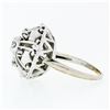 Image 5 : Vintage 14k White Gold 0.39 ctw Old Diamond Round Puffed Dome Bombe Platter Ring