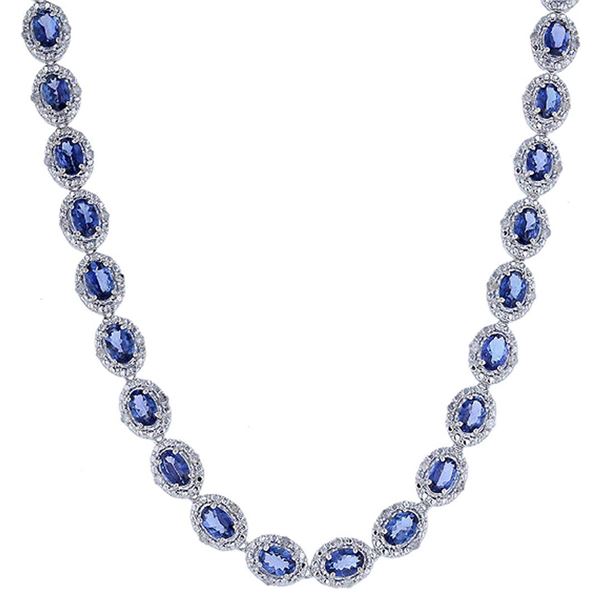 18.48 ctw Tanzanite and 1.19 ctw Diamond Necklace