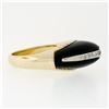Image 5 : Vintage 14K Yellow Gold .13 ctw Pave Diamond & Domed Custom Cut Black Onyx Ring