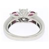 Image 7 : 14k White Gold 3 Stone Engagement Ring w/ Ctr Round Diamond & 2 Blood Red Rubies