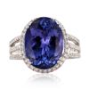 Image 1 : 9.07 ctw DARK Tanzanite and 0.58 ctw Diamond Platinum Ring (GIA CERTIFIED)