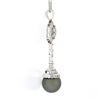 Image 4 : 18k White Gold 1.84 ctw Diamond Flower Cluster Tahitian Pearl Drop Dangle Pendan