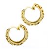 Image 5 : Vintage 18K Yellow Gold Nugget Textured Finish Hoop Huggie Clip On Earrings
