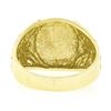 Image 6 : Unisex 14K Yellow Gold Round Engravable Center w/ Open Floral Sides Signet Ring