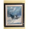 Image 1 : Jerry Doell Snow Sleigh Ride Framed Oil Painting 23 x 27