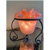 Image 2 : Rolling Glass Side Table 21L x 13W x 23H With Pink Salt Lamp