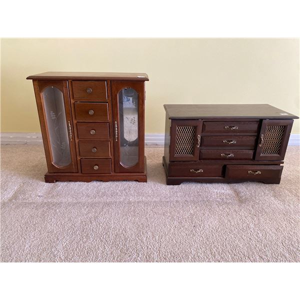 Set Of Small Wooden Wardrobe Style Jewelry Boxes