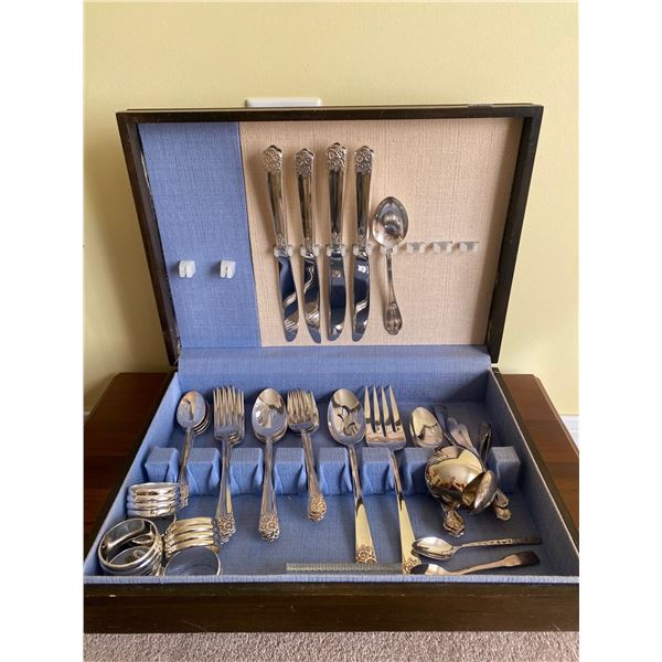 Set Of Assorted Silver Plated Utensils In Box