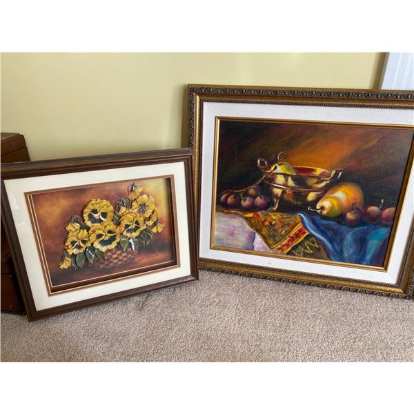 Esther Koziol Fruit Framed Oil Painting 20 x 16 And 3D Paper Art 13 x 11