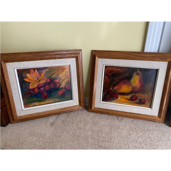 Set Of Esther Koziol Framed Fruit Oil Paintings 16 x 14