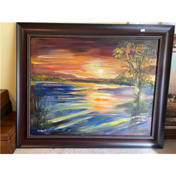 Esther Koziol Colourful Sunset Framed Oil Painting 26 x 22