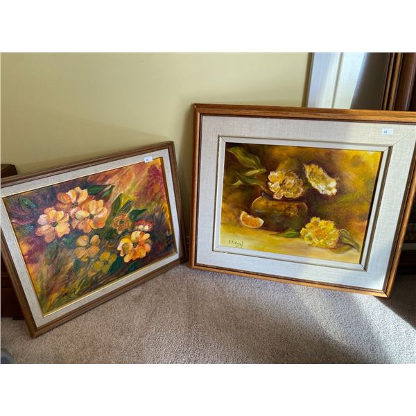 Set Of Esther Koziol Floral Framed Oil Paintings 20 x 17 / 17 x 14